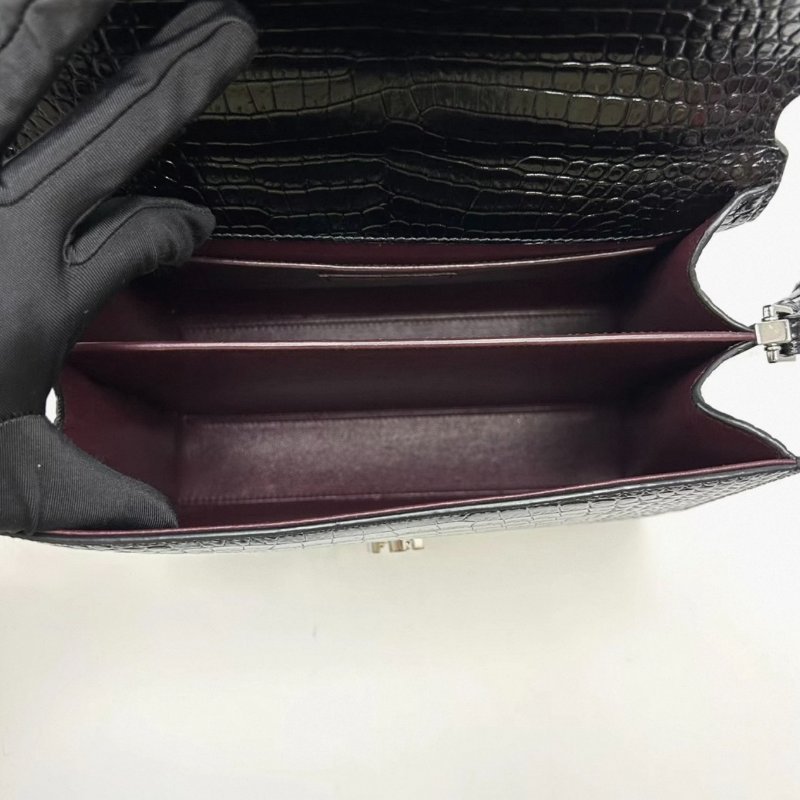 YSL Cassandra黑銀鰐魚壓紋手提肩背斜背郵差包24.5*20*11 99新配件塵袋-4