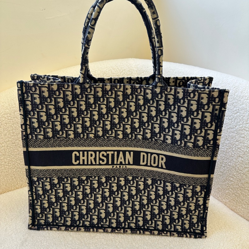 Dior迪奧 19年編碼 Book tote托特包 藍色刺繡大號手提包-0