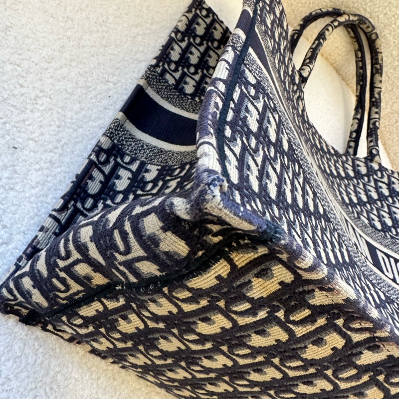Dior迪奧 19年編碼 Book tote托特包 藍色刺繡大號手提包-3