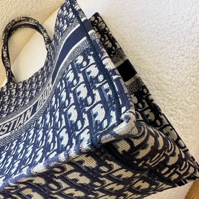Dior迪奧 19年編碼 Book tote托特包 藍色刺繡大號手提包-4
