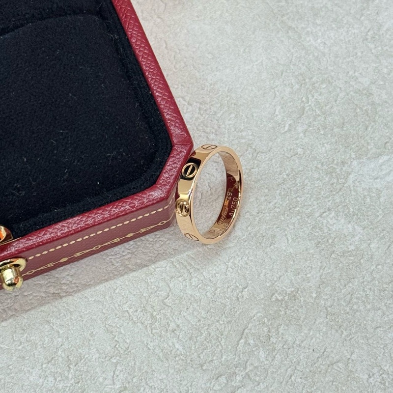 Cartier love窄版無鑽戒指 18k玫瑰金49號-1