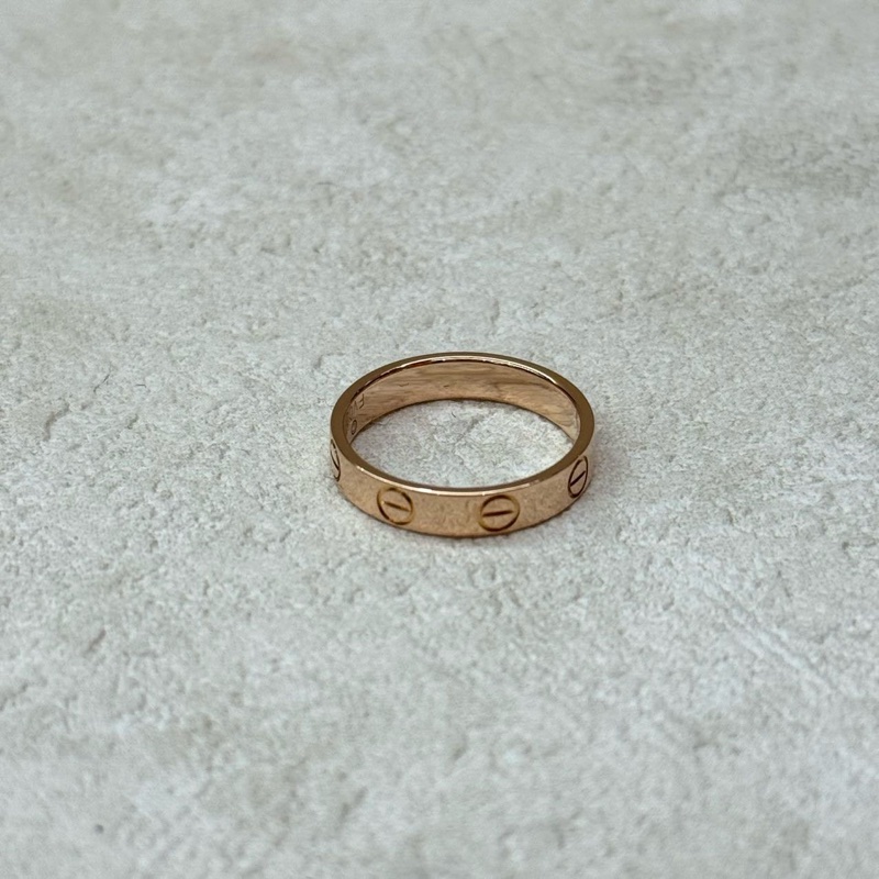 Cartier love窄版無鑽戒指 18k玫瑰金49號-3