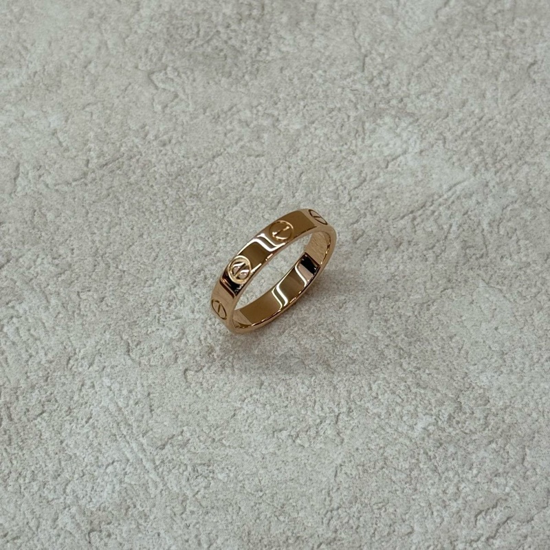 Cartier love窄版無鑽戒指 18k玫瑰金49號-4