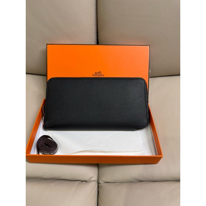 Hermes silk in 黑色絲巾長夾/自由之城&狗來富系列/全新閒置美品-0