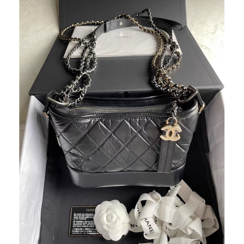 Chanel 香奈兒 Gabrielle黑色流浪包/小號/99新閒置美品-0