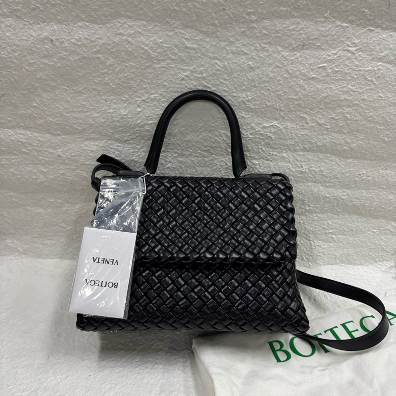 未使用BOTTEGAVENETA黑色手工藝編織手提包.通勤大包-1