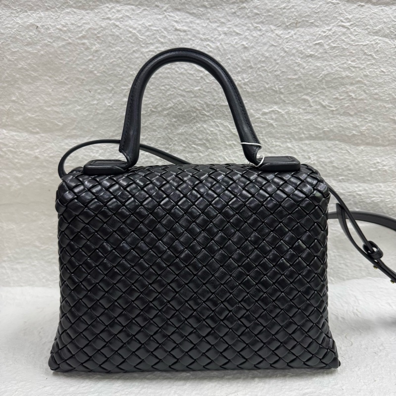 未使用BOTTEGAVENETA黑色手工藝編織手提包.通勤大包-3