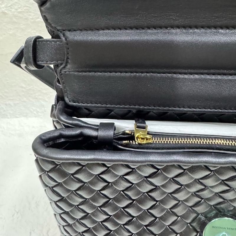 未使用BOTTEGAVENETA黑色手工藝編織手提包.通勤大包-12