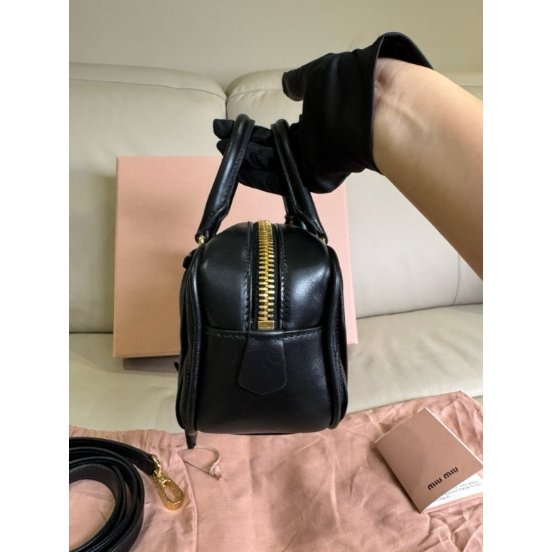 Miu Miu 復古保齡球包/黑色羊皮/96新美品-3
