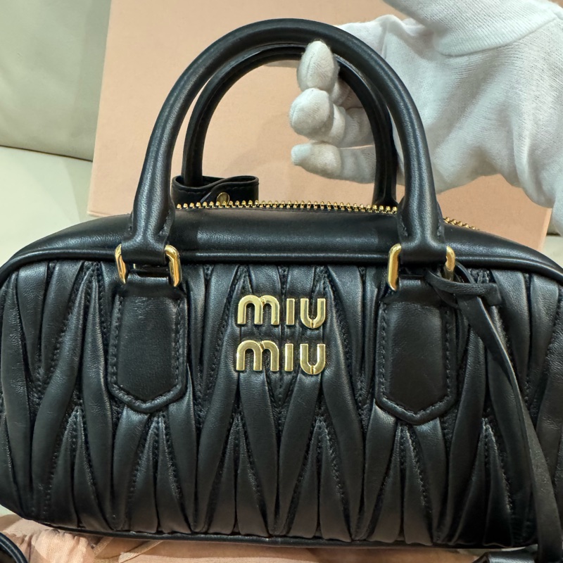 Miu Miu 復古保齡球包/黑色羊皮/96新美品-9