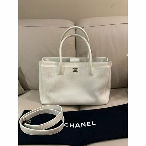 Chanel 香奈兒 cerf tote bag托特包/白銀款/95新美品