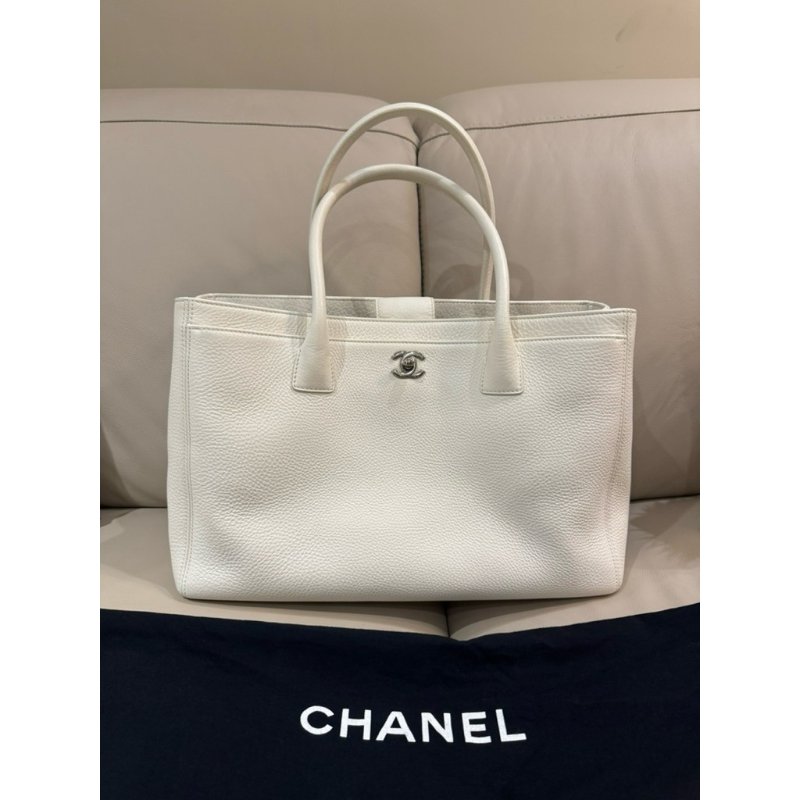 Chanel 香奈兒 cerf tote bag托特包/白銀款/95新美品-1