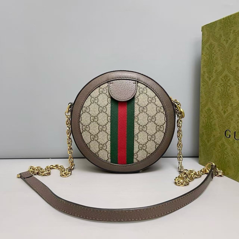 Gucci Ophidia 老花滿logo 圓餅包-1
