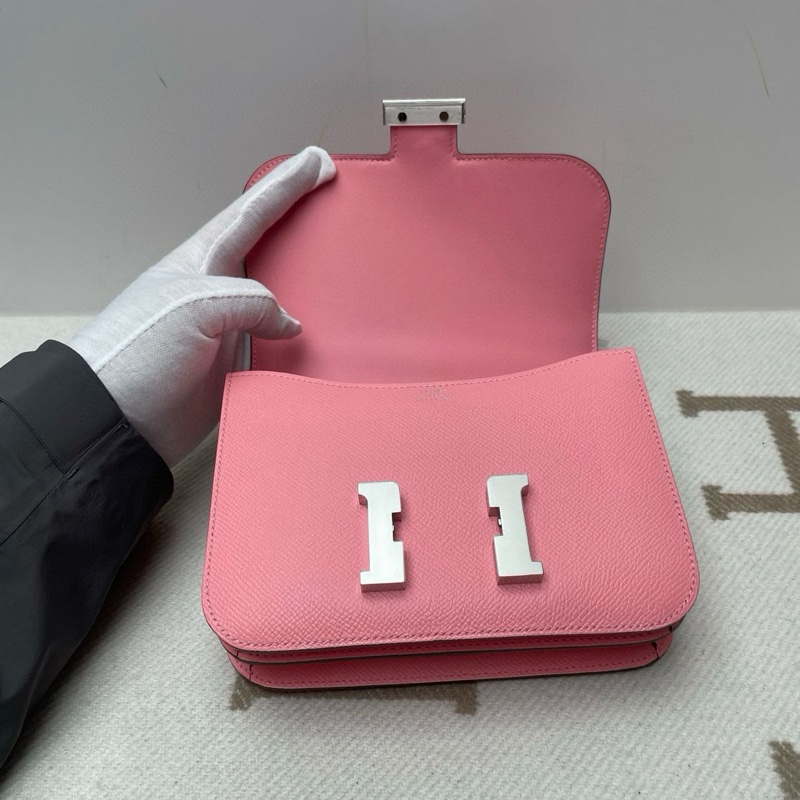 🌈Hermes💗Mini Constance 19💗1Q奶昔粉銀扣🌟98.5新🌈Epsom皮🌟-2
