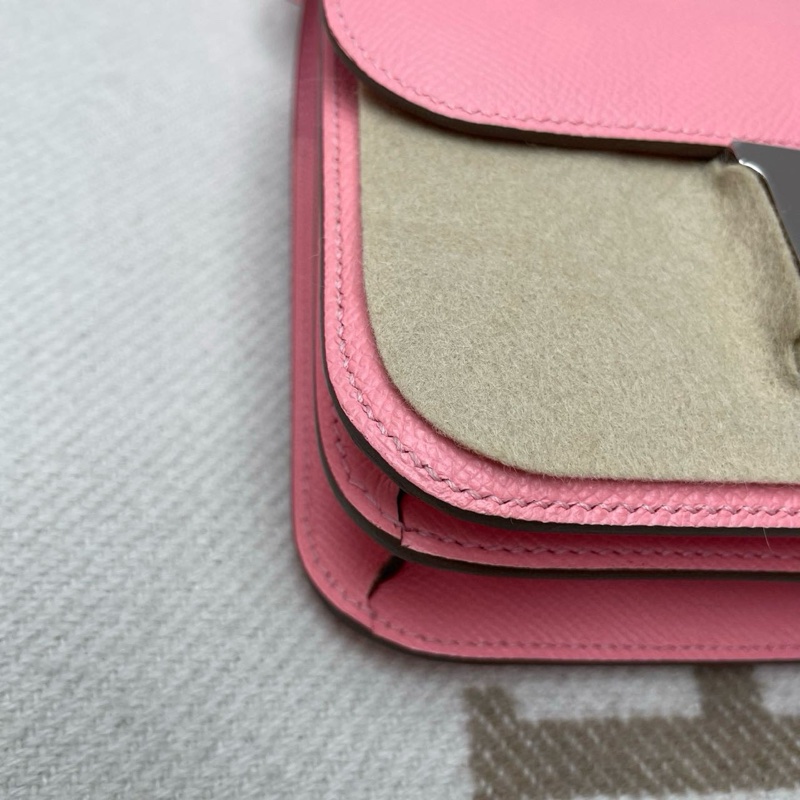 🌈Hermes💗Mini Constance 19💗1Q奶昔粉銀扣🌟98.5新🌈Epsom皮🌟-3