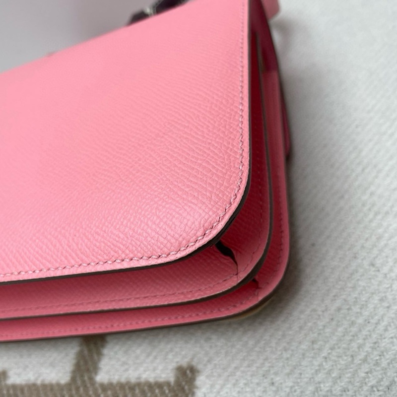 🌈Hermes💗Mini Constance 19💗1Q奶昔粉銀扣🌟98.5新🌈Epsom皮🌟-6