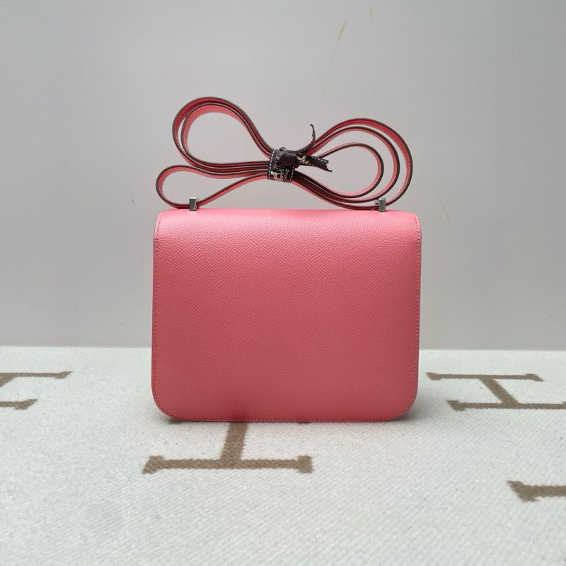 🌈Hermes💗Mini Constance 19💗1Q奶昔粉銀扣🌟98.5新🌈Epsom皮🌟-9