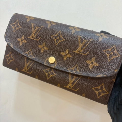 Louis Vuitton M61289 Emilie帆布信封式錢包長夾(粽x粉）