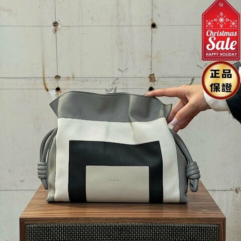 🎊佳節特賣🎁Loewe 中款限量藝術 x Albers 聯名系列 Flamenco 包 Grey/Light Ghost