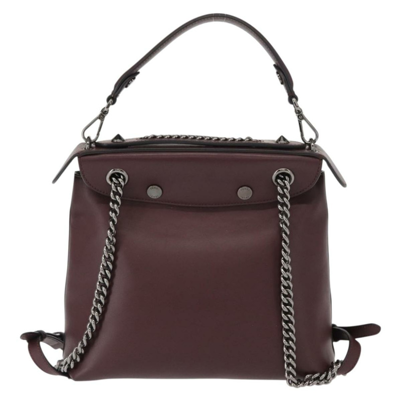 【日本直送】FENDI 返校季雙肩包 皮革 兩用 波爾多銀色 正品 148468-1