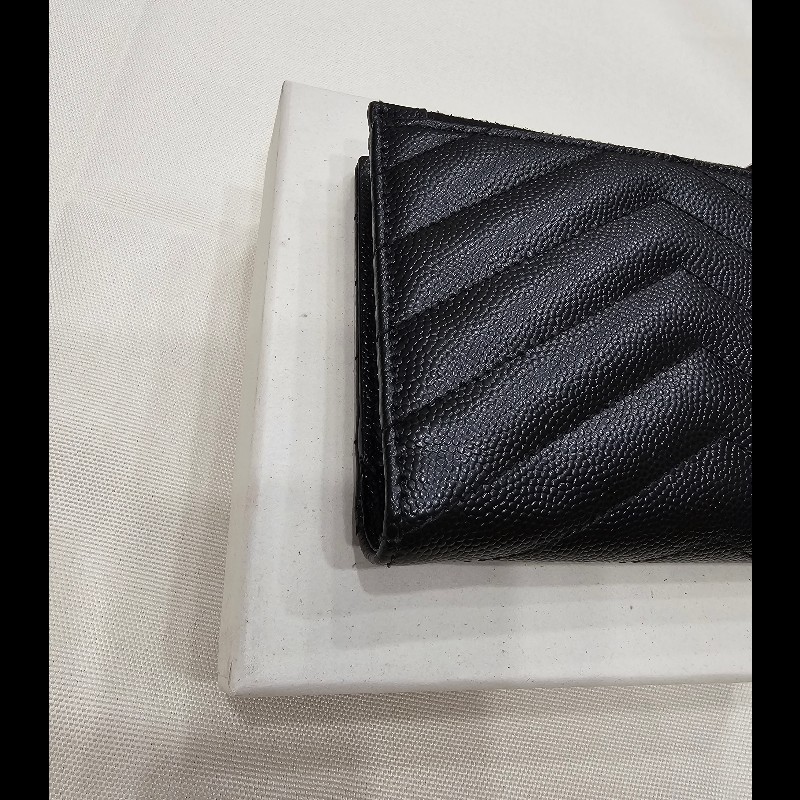 YSL 短夾(黑銀.荔枝皮)非常新!-12