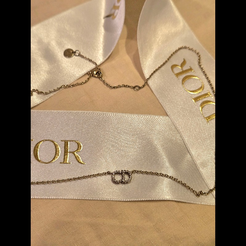 Dior經典CD水鑽鍍金項鍊鎖骨鍊-2