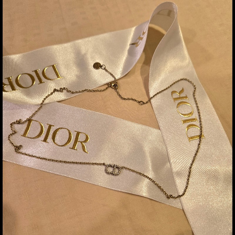 Dior經典CD水鑽鍍金項鍊鎖骨鍊-0