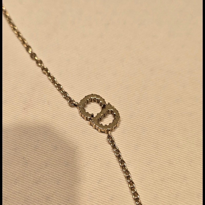 Dior經典CD水鑽鍍金項鍊鎖骨鍊-5