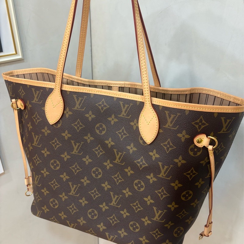 LOUIS VUITTON NEVERFULL MM 米色托特包附手拿包-0