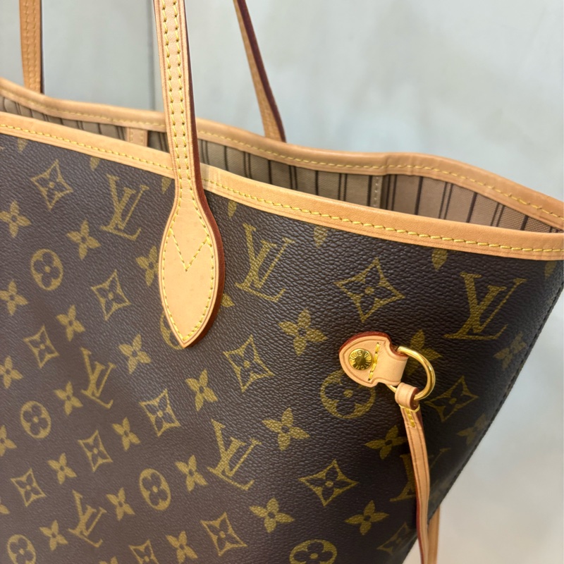 LOUIS VUITTON NEVERFULL MM 米色托特包附手拿包-1