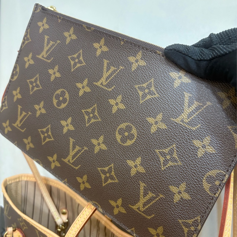 LOUIS VUITTON NEVERFULL MM 米色托特包附手拿包-4