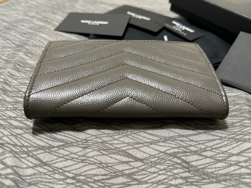 少見YSL深灰色銀扣中夾🩶配件齊S聖羅蘭卡夾零錢包/YSL短夾/YSL錢包/灰銀錢包/大象灰中夾/YSL中夾/深灰色荔枝皮中夾-6