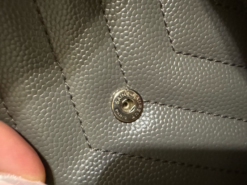 少見YSL深灰色銀扣中夾🩶配件齊S聖羅蘭卡夾零錢包/YSL短夾/YSL錢包/灰銀錢包/大象灰中夾/YSL中夾/深灰色荔枝皮中夾-21