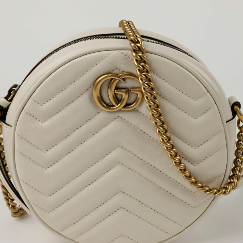 【包稅】GUCCI 550154 GG Marmont 迷你圓形肩斜背包-1
