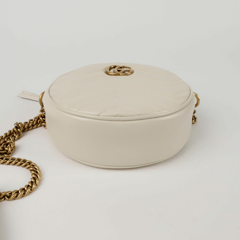 【包稅】GUCCI 550154 GG Marmont 迷你圓形肩斜背包-5