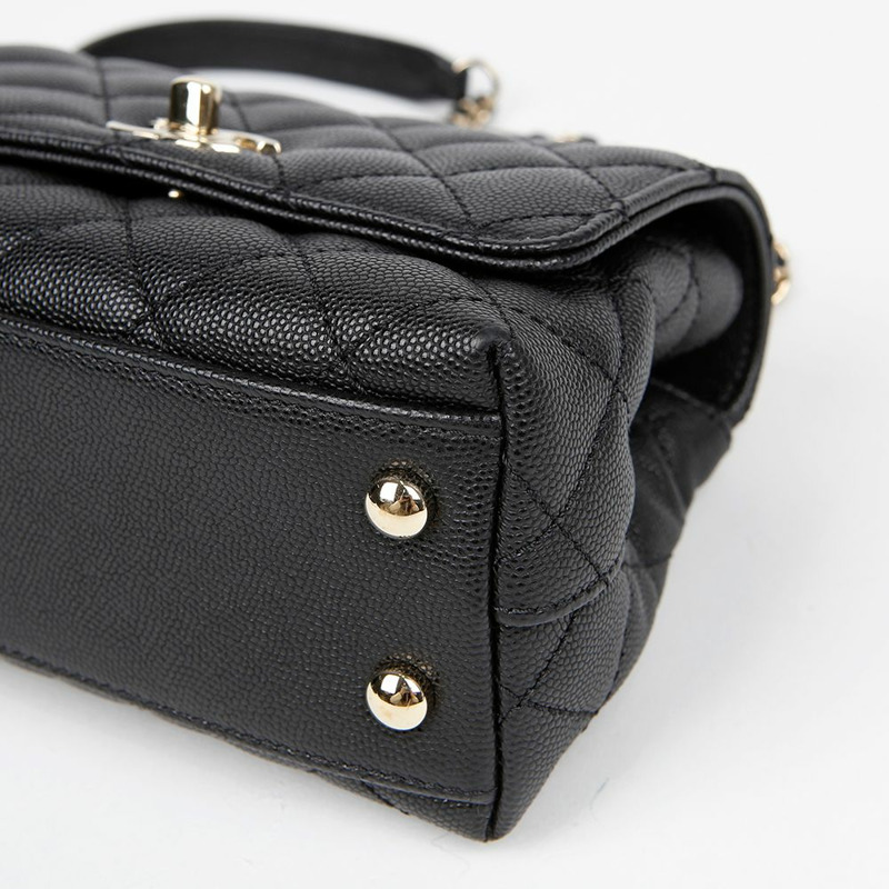 CHANEL 魚子醬可可手把迷你手提肩背包 AS2215-6