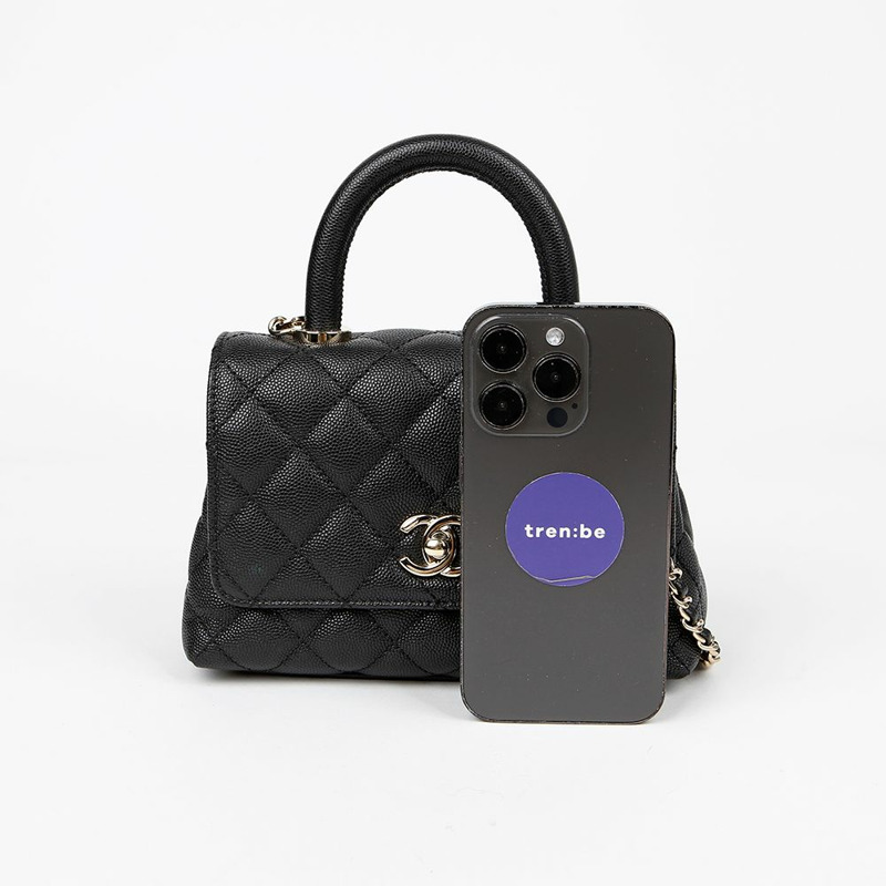 CHANEL 魚子醬可可手把迷你手提肩背包 AS2215-8