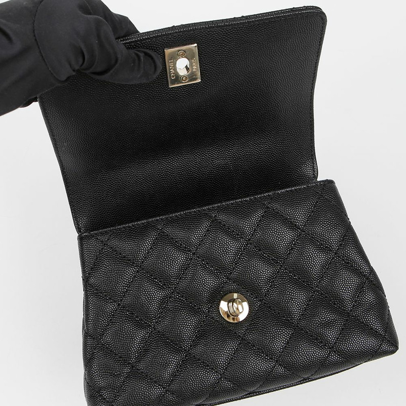 CHANEL 魚子醬可可手把迷你手提肩背包 AS2215-9