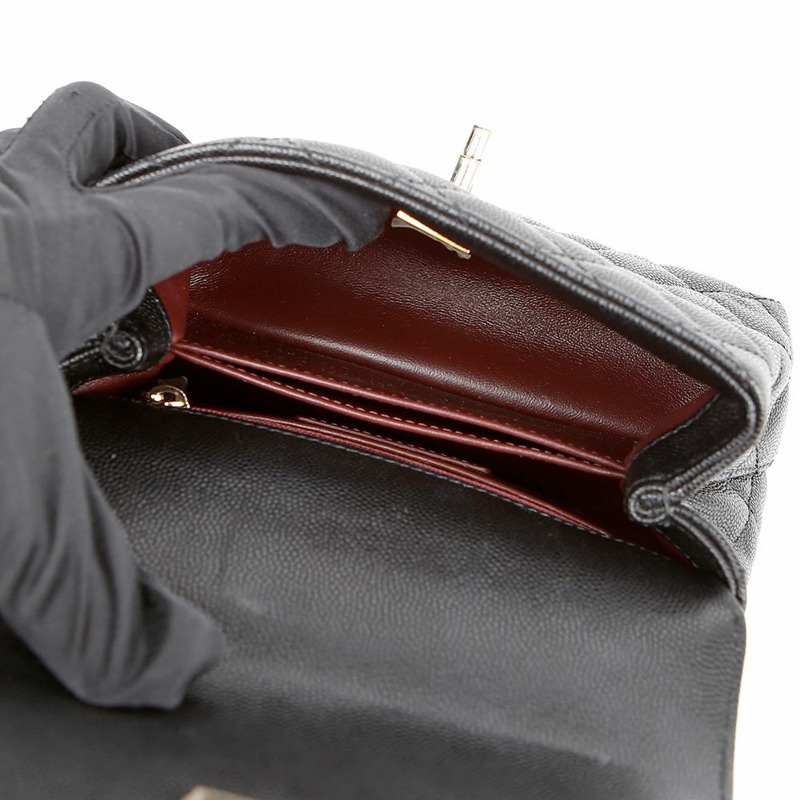 CHANEL 魚子醬可可手把迷你手提肩背包 AS2215-10