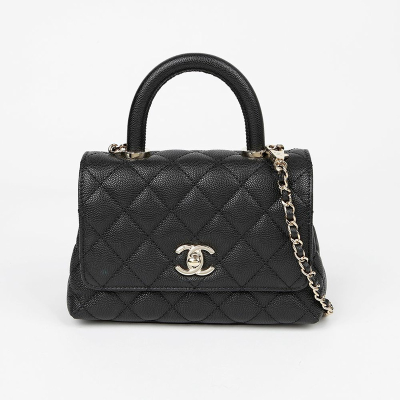 【包稅】CHANEL AS2215 魚子醬可可手柄迷你手提單肩包-1