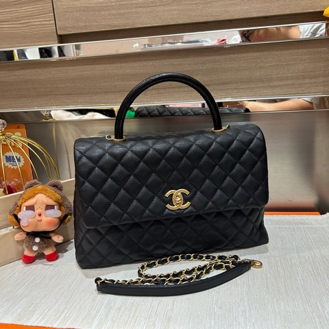 Chanel coco handle large黑色荔枝牛皮