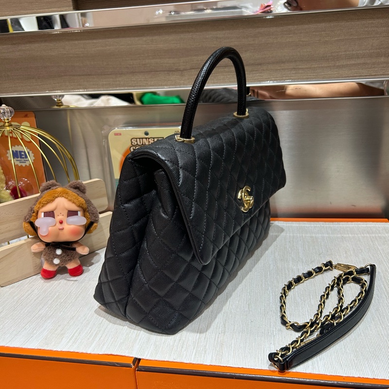 Chanel coco handle large黑色荔枝牛皮-1