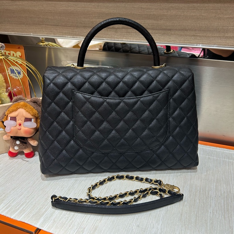 Chanel coco handle large黑色荔枝牛皮-2