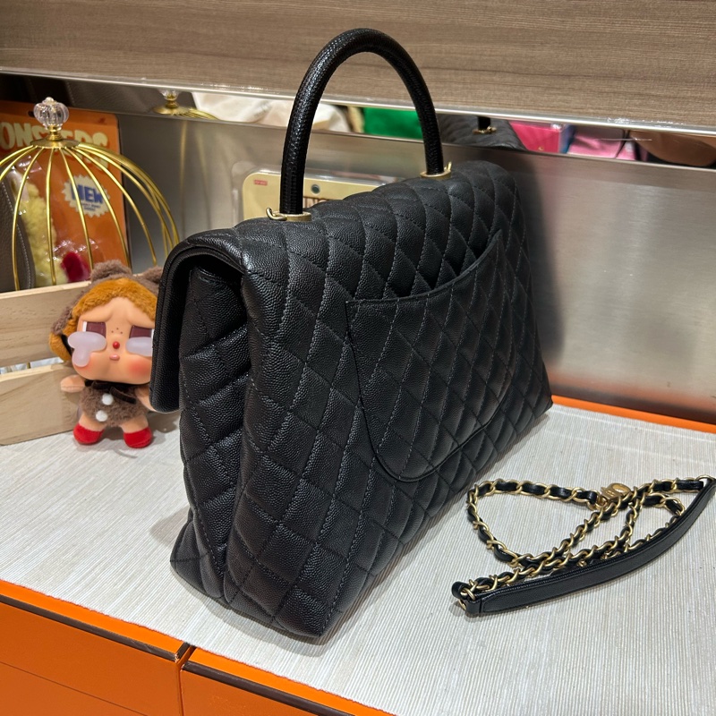 Chanel coco handle large黑色荔枝牛皮-3