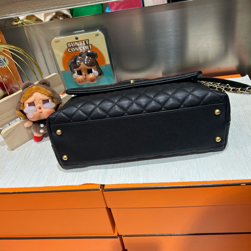 Chanel coco handle large黑色荔枝牛皮-5