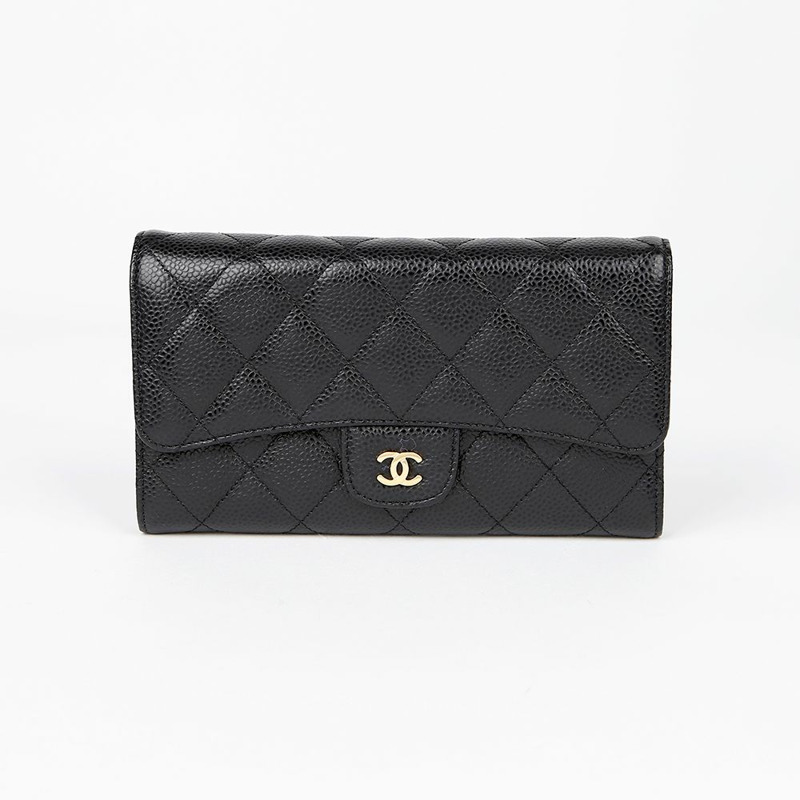 CHANEL 魚子醬紋經典長版皮夾 A31506-1