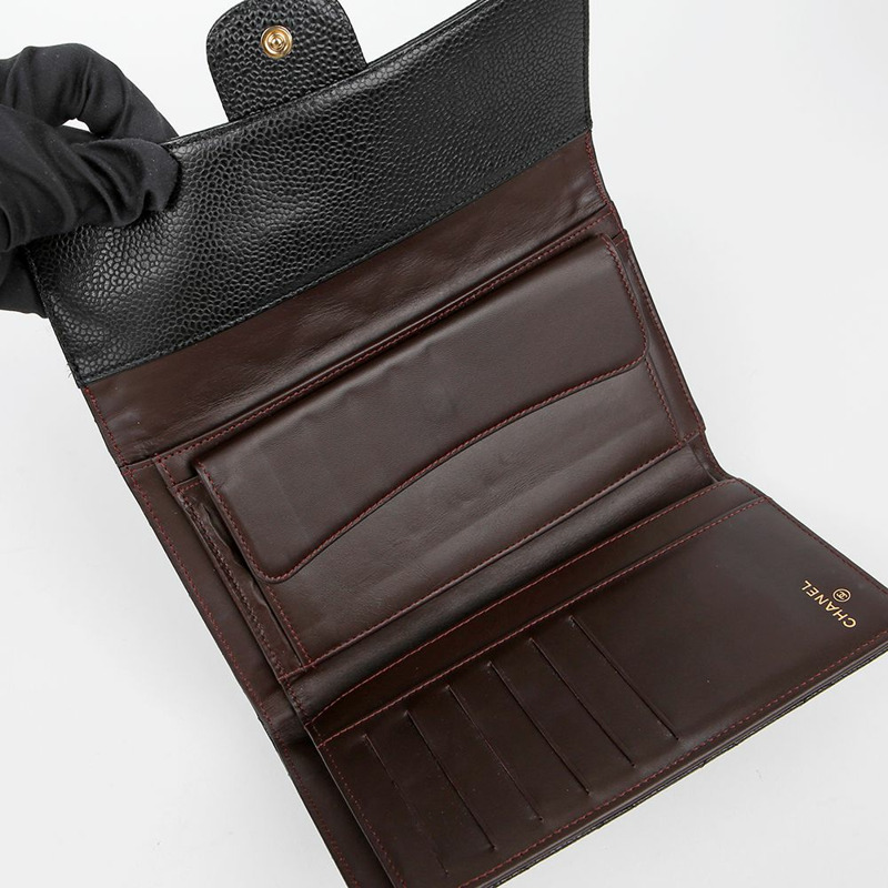 CHANEL 魚子醬紋經典長版皮夾 A31506-6