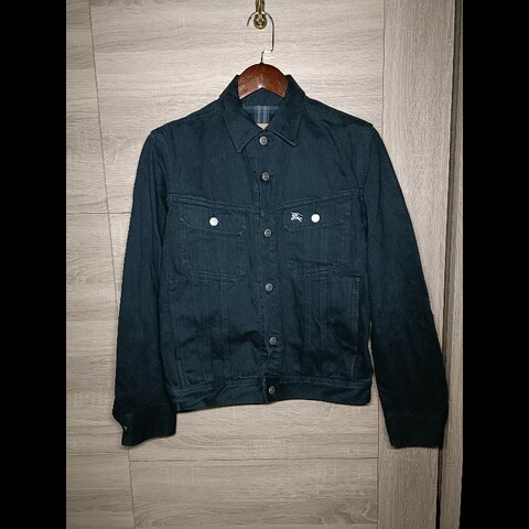 Burberry Black Label 日本 戰馬 黑色 丹寧外套 牛仔外套 男L