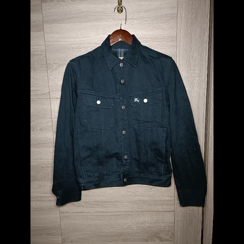 Burberry Black Label 日本 戰馬 黑色 丹寧外套 牛仔外套 男L-0