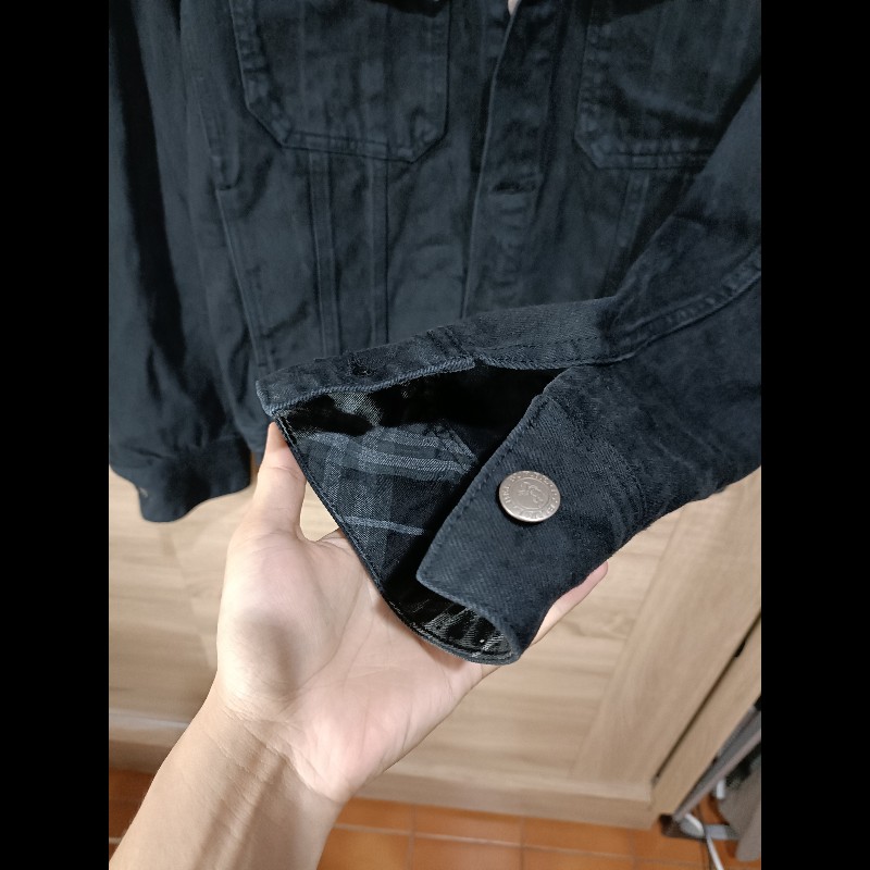 Burberry Black Label 日本 戰馬 黑色 丹寧外套 牛仔外套 男L-4